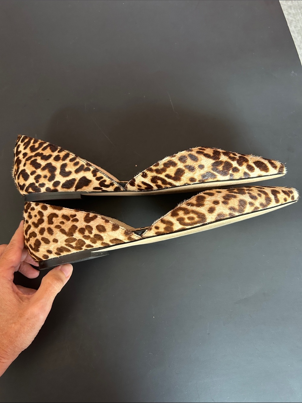 Sam Edelman Leopard Print Pointed Toe Flats Size 10 Calf Hair Rodney D’Orsay - Picture 6 of 12